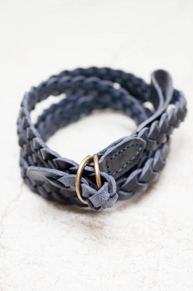 Blue Narrow Braid Belt