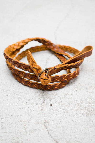 Tan Narrow Braid Belt