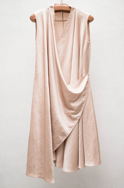 Gold Satin Wrap Dress