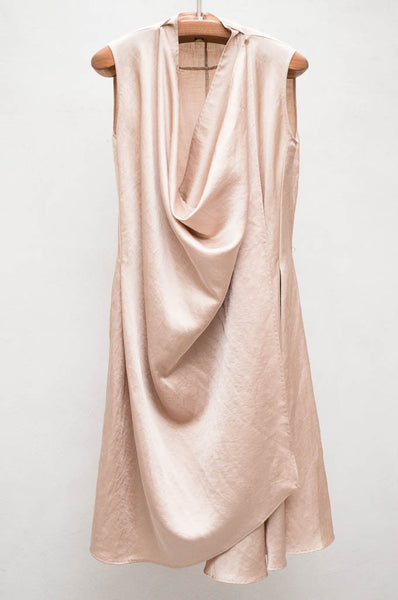 Gold Satin Wrap Dress