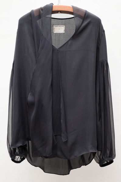 Black Scarf Blouse