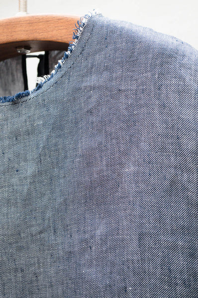 Blue Ruffle Hem Top