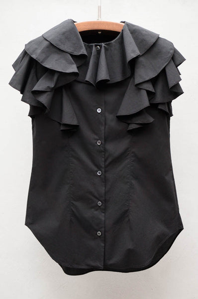 Black Ruffle Blouse