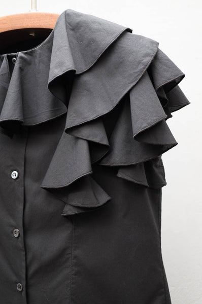 Black Ruffle Blouse