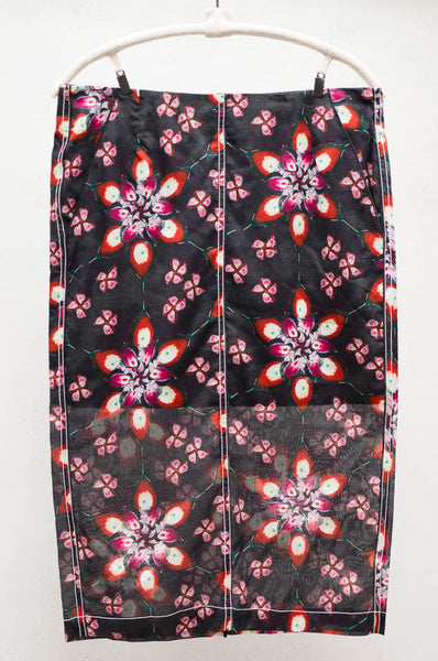 Black Floral Pencil Skirt
