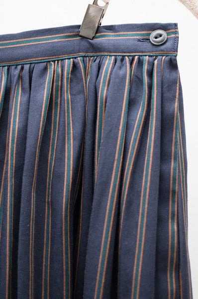 Navy Stripe Oxford Long Skirt
