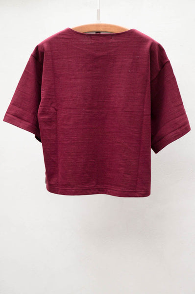 Cranberry Cropped Boat Neck Tee