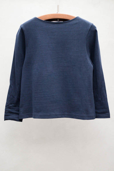 Navy Cropped Boat Neck Tee