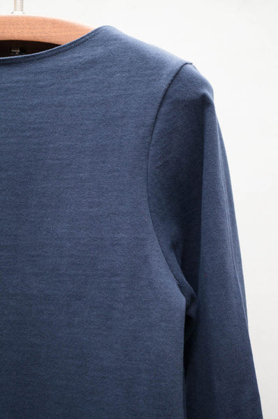 Navy Cropped Boat Neck Tee