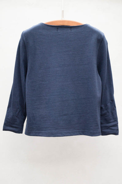 Navy Cropped Boat Neck Tee
