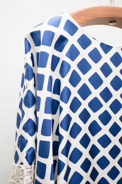 Blue Square Print Jicky Dress
