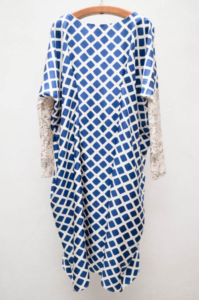 Blue Square Print Jicky Dress