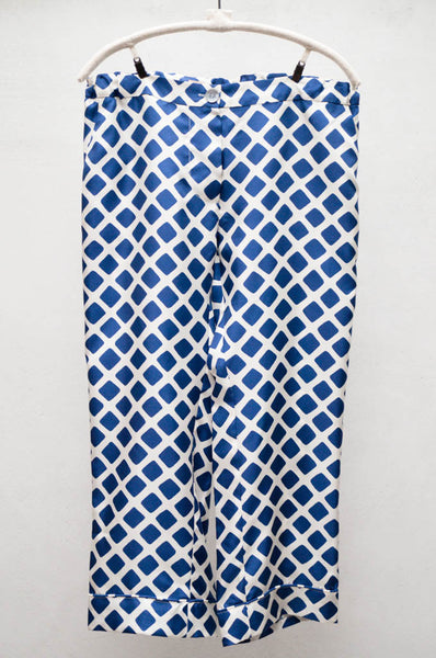 Blue Square Print NY Pant