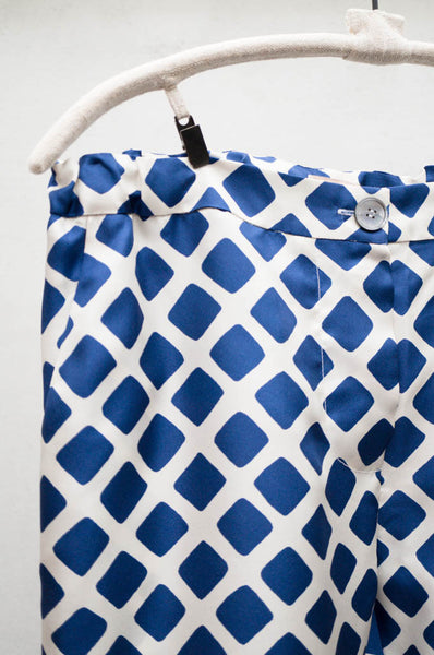 Blue Square Print NY Pant