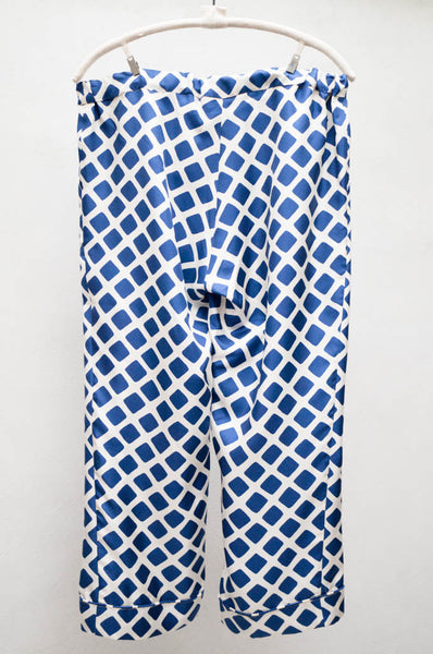 Blue Square Print NY Pant