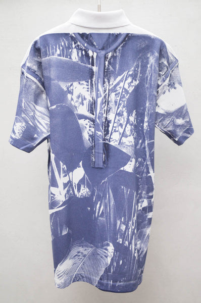 Blue Printed Polo Shirt