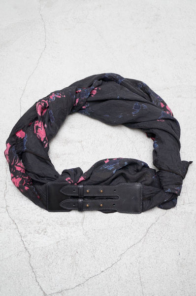 Black Cosmic Print Silk Chiffon Belt