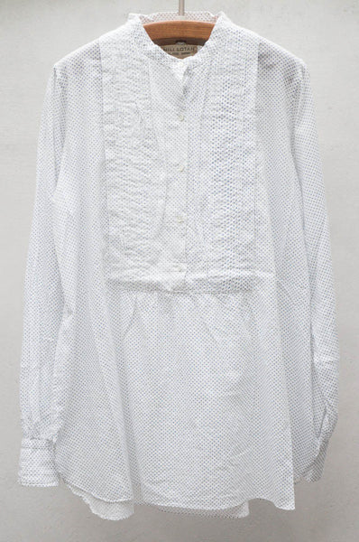 Dot Print Tuxedo Peasant Shirt