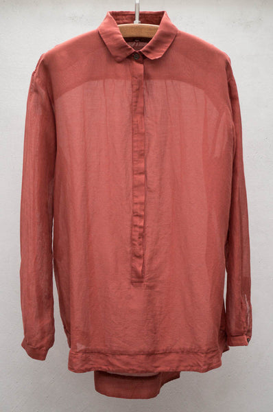 Rust Button Down Henley W/collar