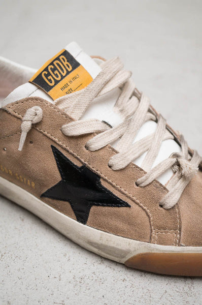 Black Star Ecru Suede Sneakers