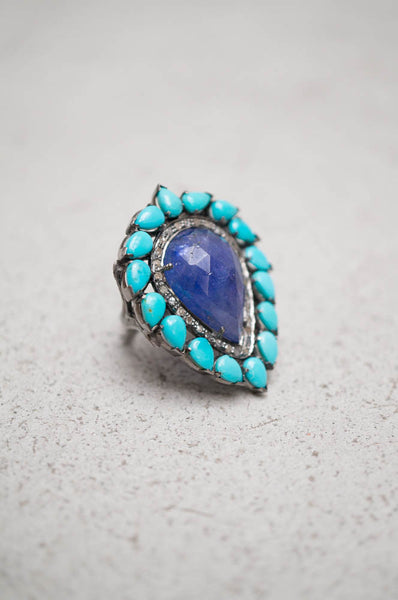 Tanzanite Turquoise Cocktail Ring