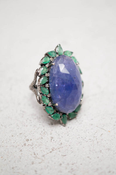 Tanzanite Emerald Cocktail Ring