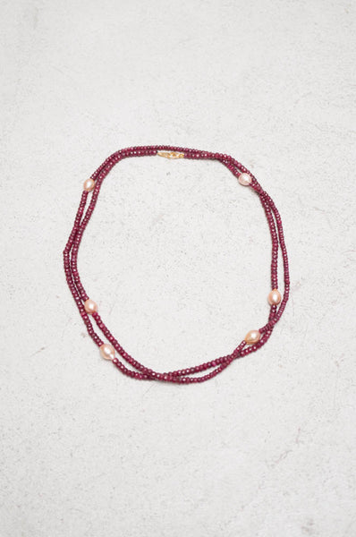 Garnet Pearl Necklace