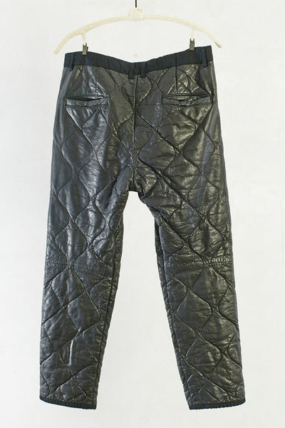 Black Quilted Washed Leather Calista Pant