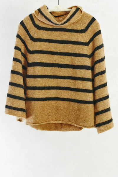 Dark Beige and Black Stripe Sweater