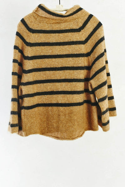 Dark Beige and Black Stripe Sweater