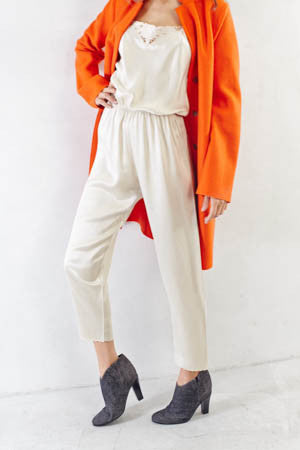 Ecru Theo Long Silk Romper