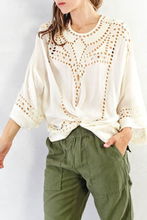 Ecru Embroidered Eli Top