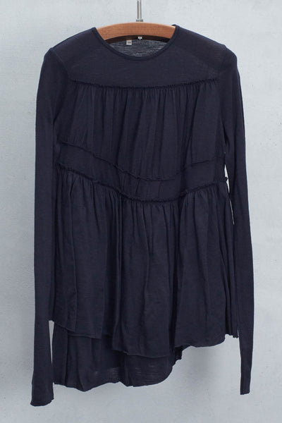 Navy Draped Top
