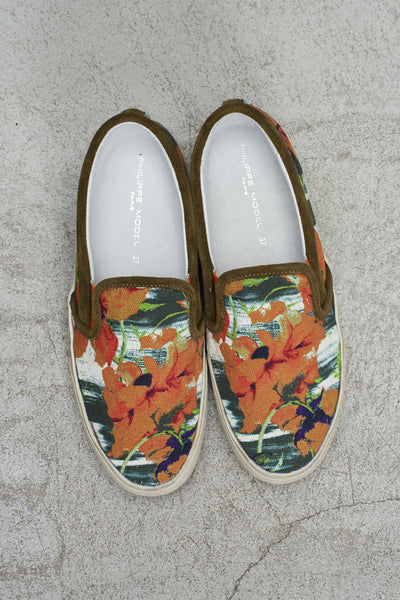 Orange and Black Flower Slip On