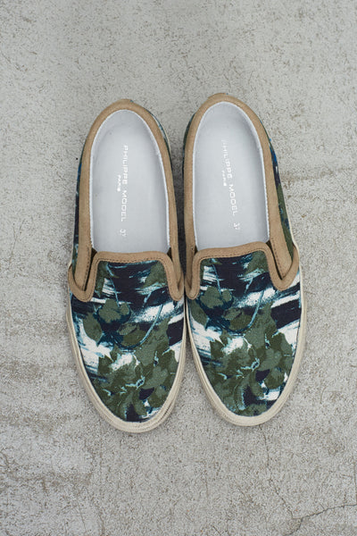 Blue and Green Flower Slip On