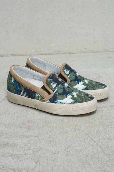 Blue and Green Flower Slip On