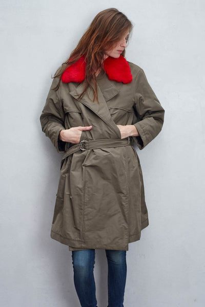 Army and Red Fur Collar Trench