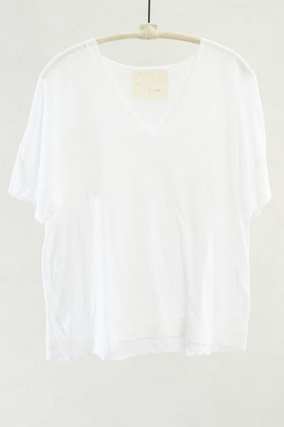 White Jersey Short Sleeve V Neck