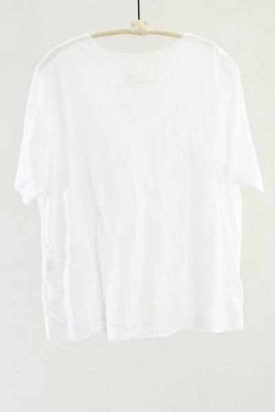 White Jersey Short Sleeve V Neck