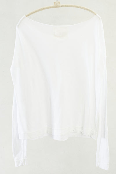 White Drop Shoulder Crew