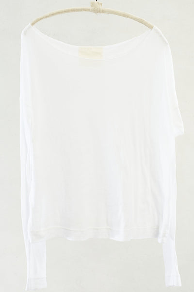 White Drop Shoulder Crew