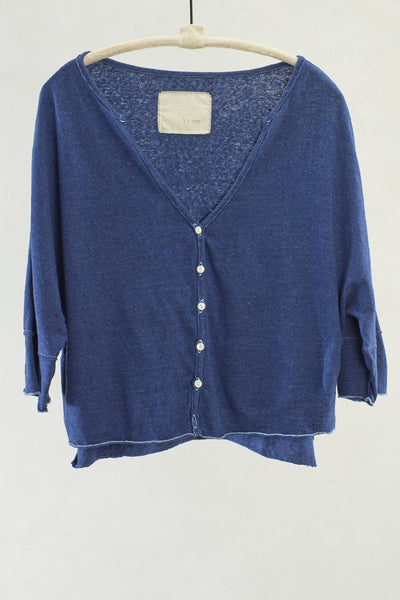 Navy Three Quarter Sleeve Cardigan