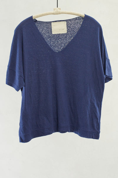 Navy Soft Jersey Short Sleeve V Neck