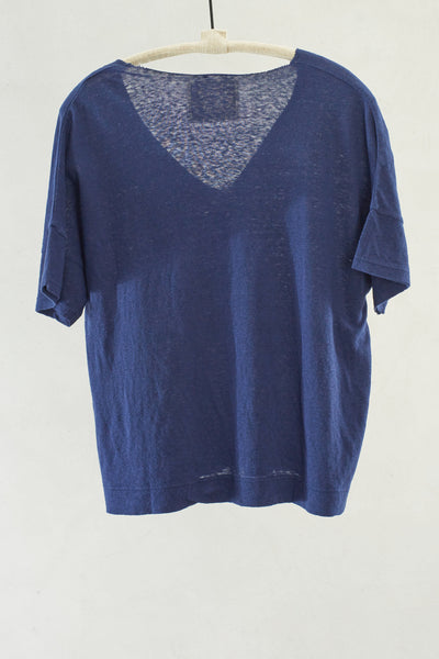 Navy Soft Jersey Short Sleeve V Neck