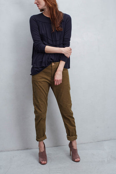 Navy Draped Top
