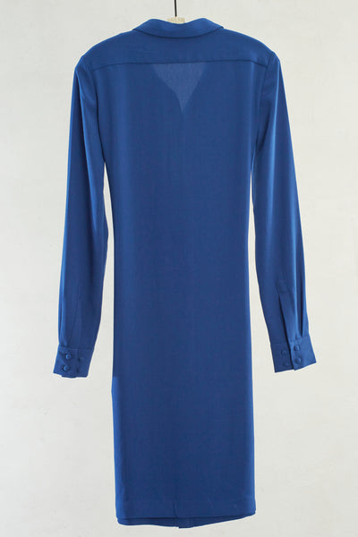 Steel Blue Front Tie Dress