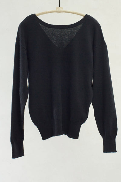 Solid Black V-Back Pullover