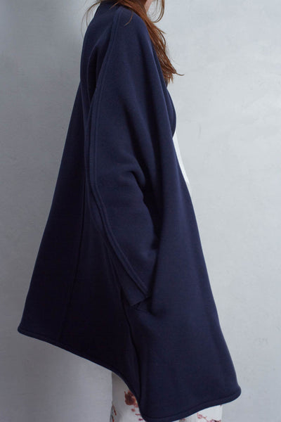 Navy Cocoon Overcoat