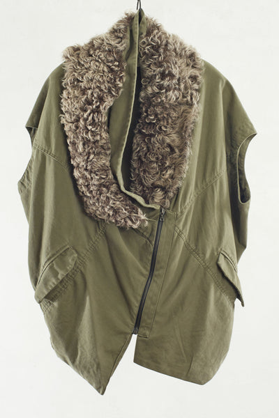 Army Vest with Shearling Collar
