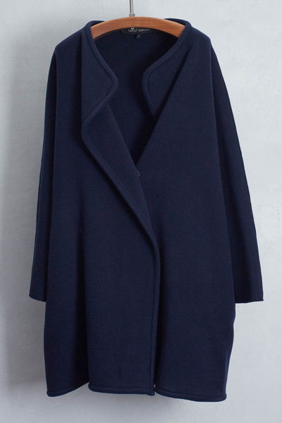 Navy Cocoon Overcoat